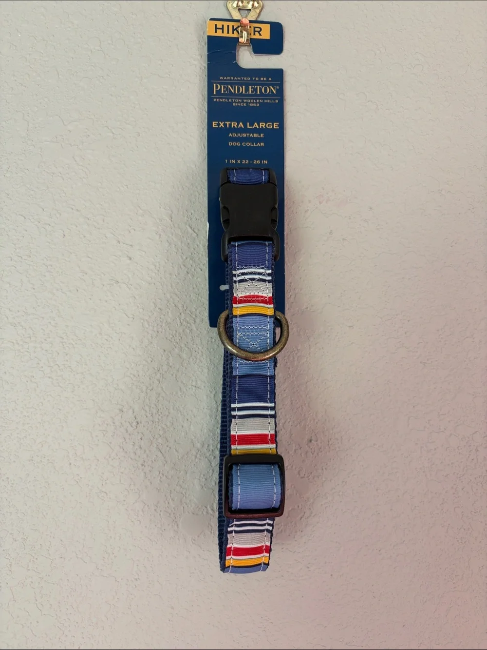 Pendleton Blue Striped Extra Large Adjustable Dog Collar